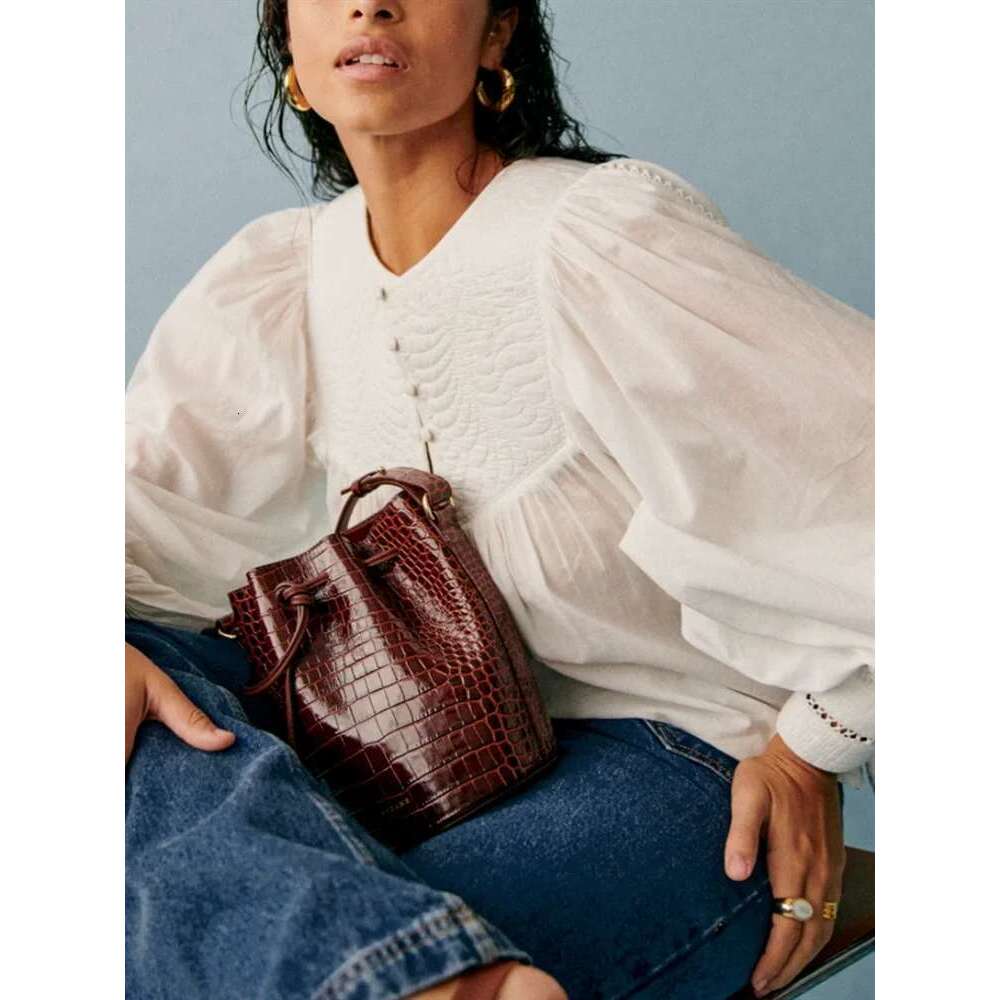 Autum 2025 New Women Lacce Trim Embroidery Hollow Out Blouse O-Neck Lantern Sleeve Ladies Half Buttons Sweet Elegant Shirt Top