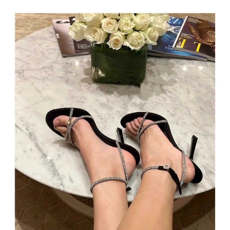Wens Sandals Summer New High Heel Round Toe Open Toe Rhine Buckle Sandals Fiable Temperament High Heeled Sandals Z250304