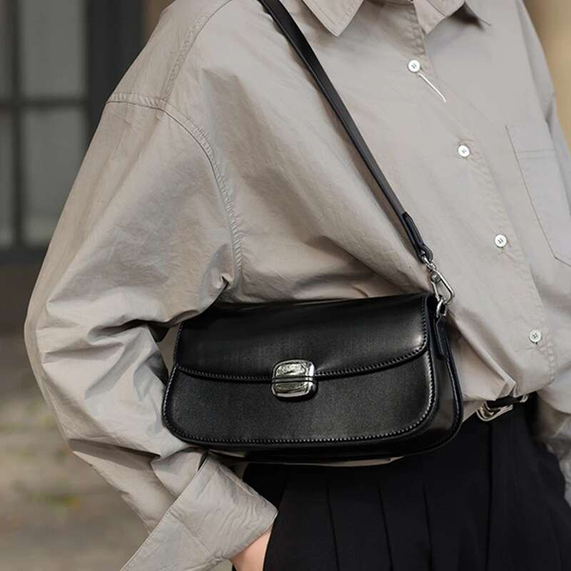 Burminsa 3 Layers Genuine Leather Underarm Shoulder Bags For Women 2025 Designer Crossbody Purses Saddle Ladies Handbags