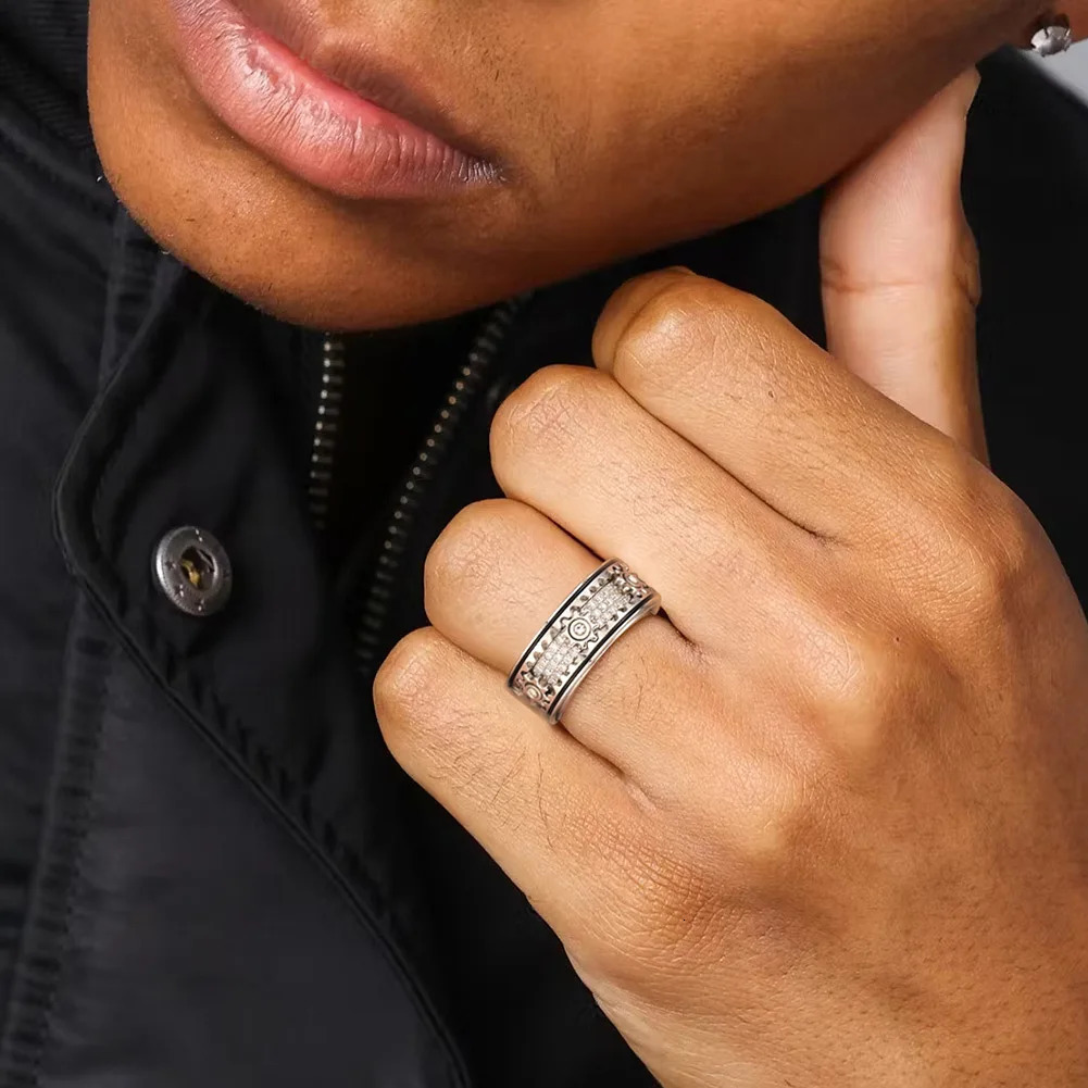 KISS MANDY Vintage 925 Sterling Silver Cubic Zirconia Finger Rings Hip Hop Punk Men Women Dainty Rhodium Ring Jewelry NMR14 250227