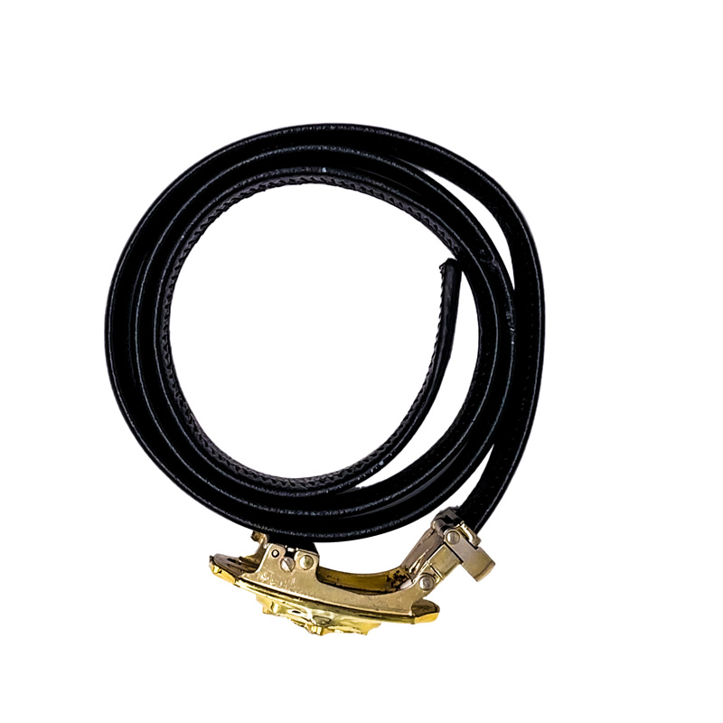 Men's belt black automatic buckle head belt light luxury Korean version of the trend of business formal black belt