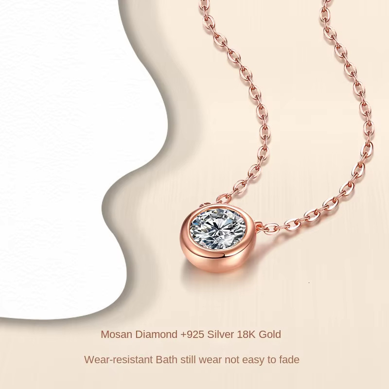 Fine 1Carat VVS D Mossanite Jewelry Pendant Bubble S Sterg Sier Rose Gold Plated Necklace for Women