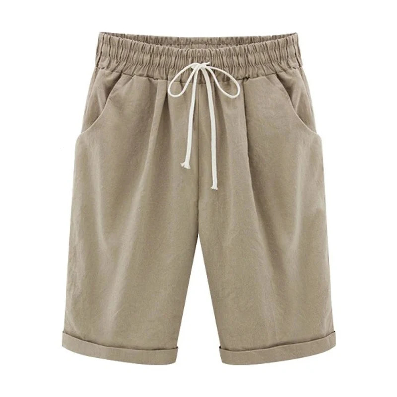 Women Cotton Shorts Casual High Waist Pocket Harem Pant Summer Cool Thin Beachwear Fashion Breathable Female Clothing 250303