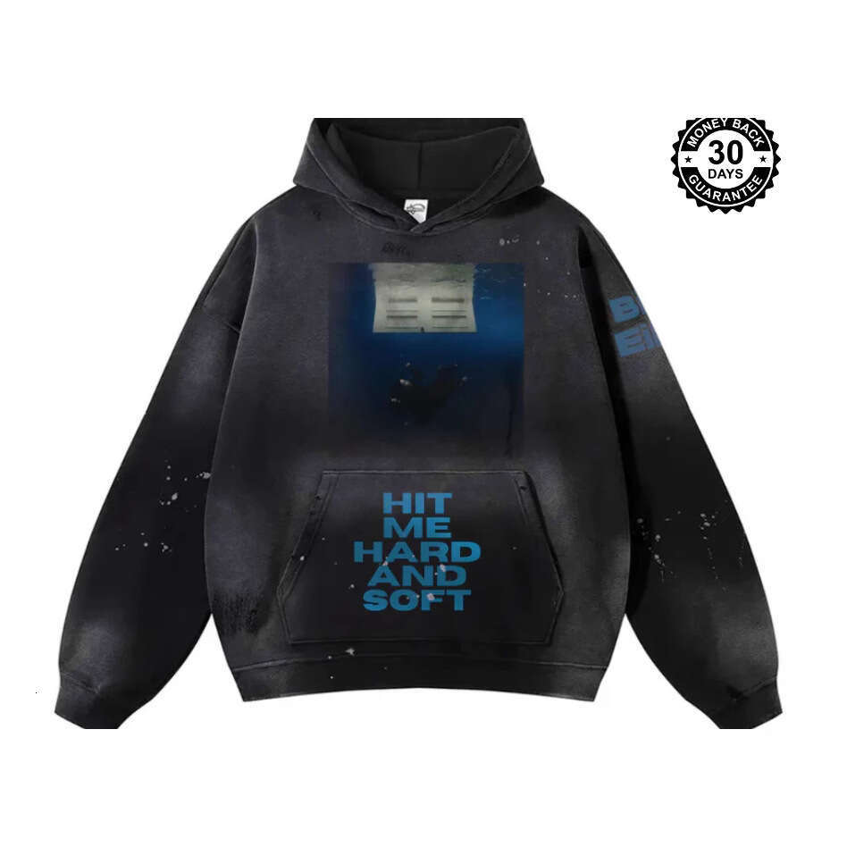 2025 new abstract printed hoodie autumn winter casual hooded black jacket men's and women's American clothing trend brand