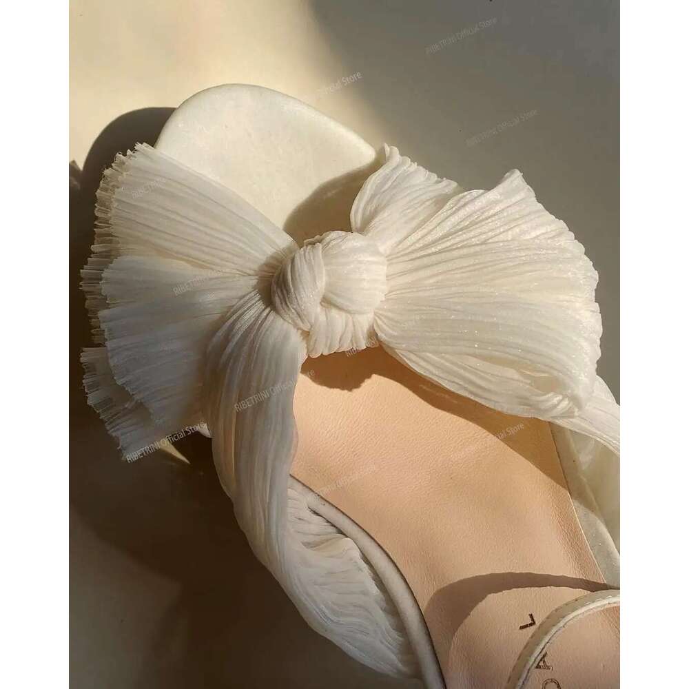 Sandals Ankle Strap For Women Bow Knot Open Toe Wedding Shoes Hot Sale 2025 Summer Brand New Chunky Heel Elegant Comfy