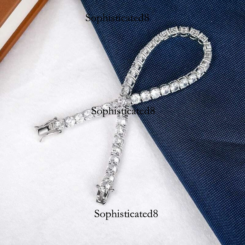 Sunite 3mm 4mm 5mm All Moissanite Tennis Bracelet for Women Men Lab Dia S Sterg Sier GRA Certificate Bangle Zircon
