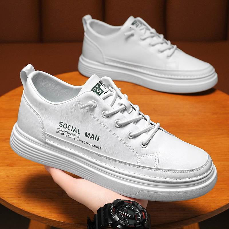 Summer 2025 Designer s New Breathable And Lightweight White Shoes For Men, Multifunctional Leather Anti Slip And Waterproof Casual Board Shoes