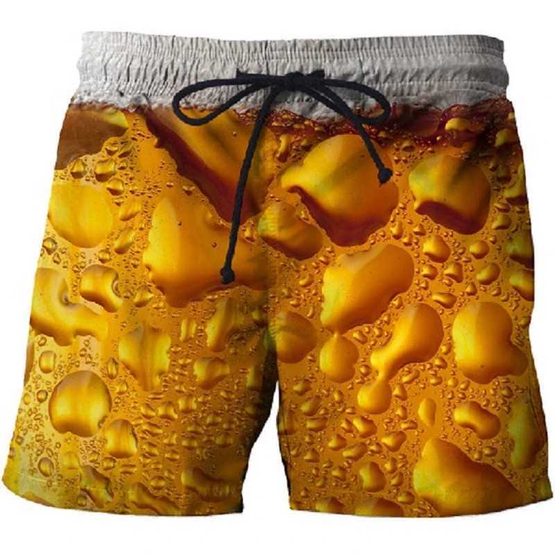 Men Beach Shorts 3D Beer Theme Printed Men Women Summer Fashion Fresh Casual Vacation Beachwear Fitness Sports Quick Dry ShortsT250304