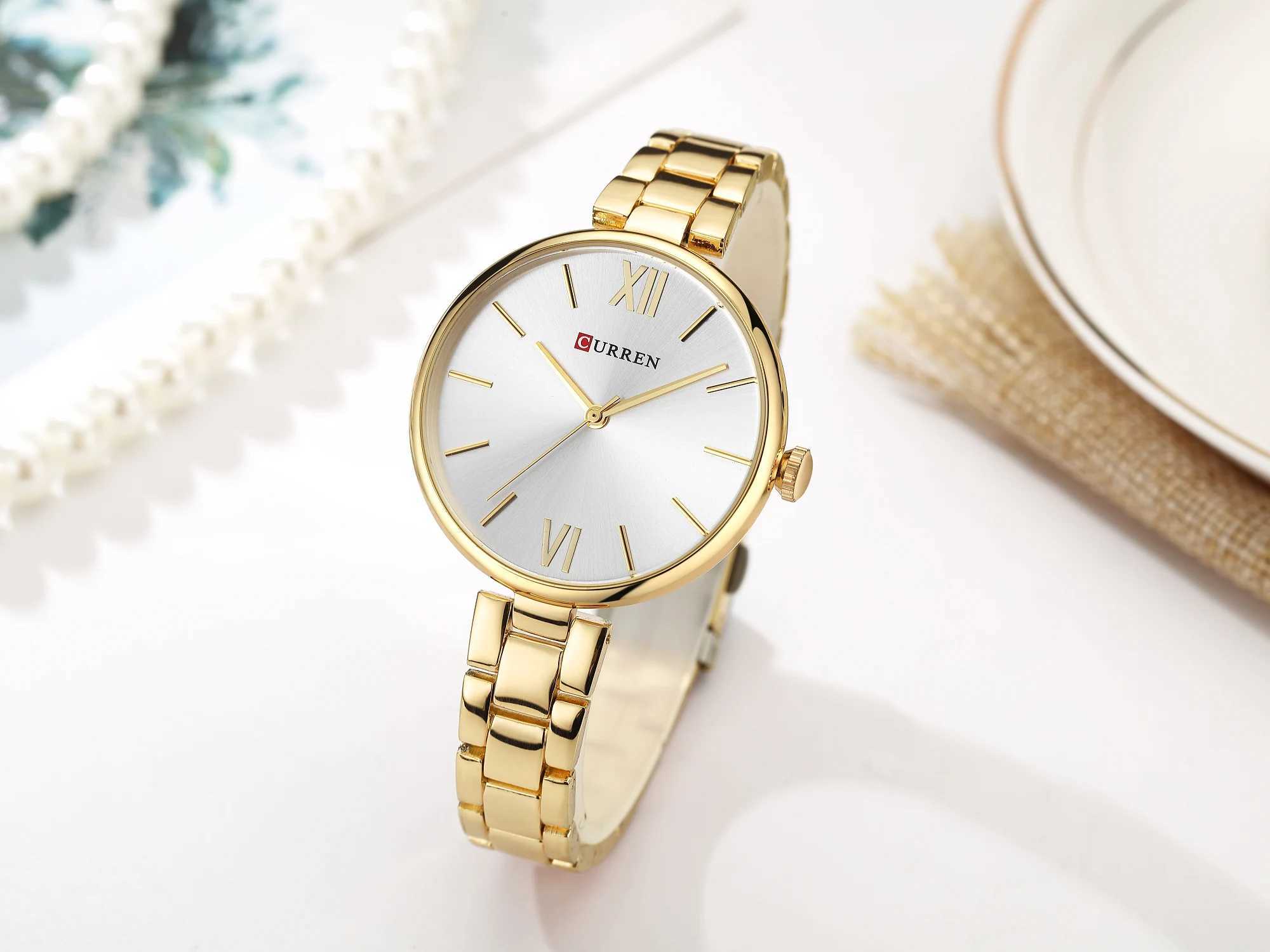 Curren 9017 Womens Elegant Three Hand Quartz Wrist Waterproof Luxury GiftXJ250304