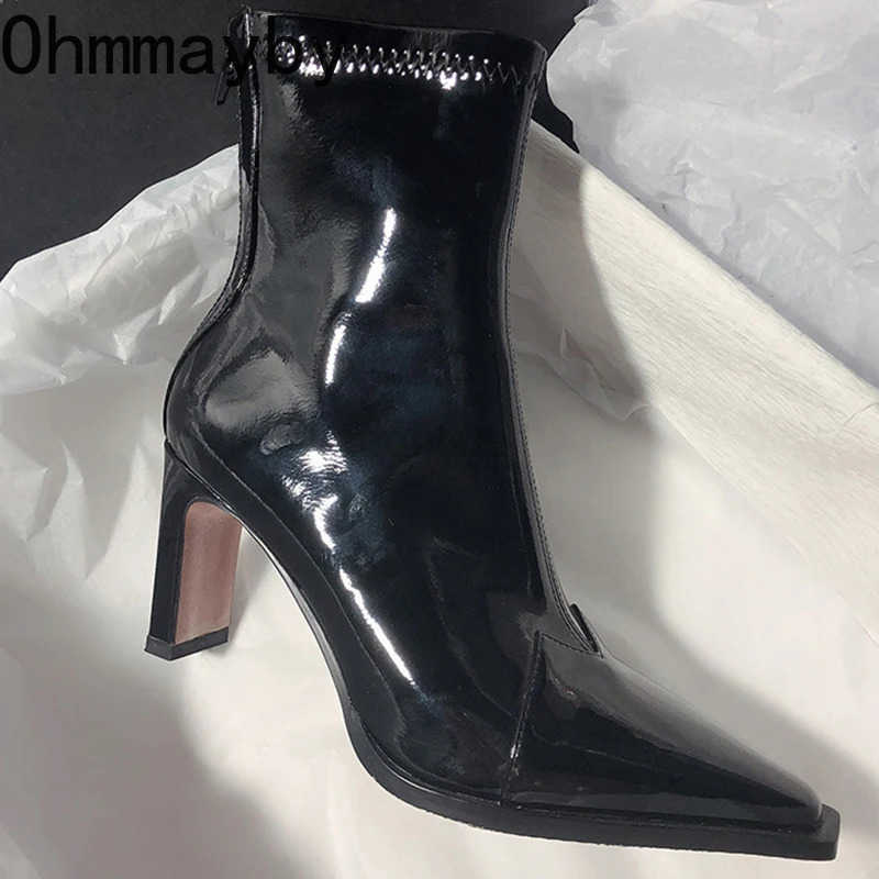 High Heel Wen Short Boots Fion Zippers Shoes Style Autumn Winter Pointed Toe Ladies Dancing Party Pr Shoes Z250304