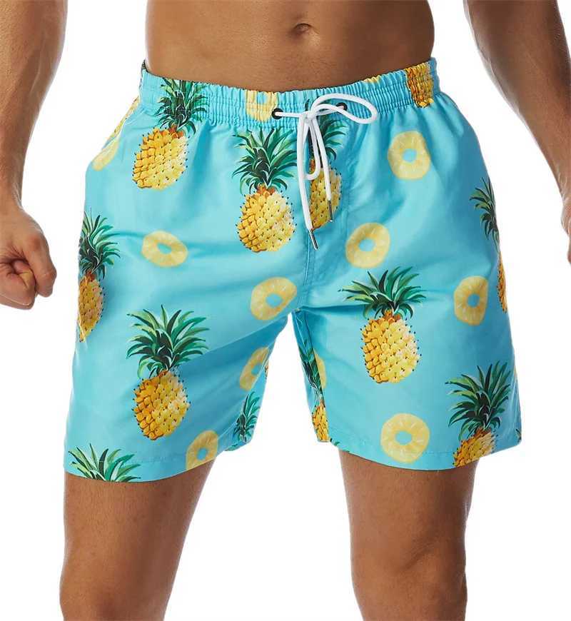 Simple Pineapple Graphic Beach Shorts Pants Men 3D Printing Surf Board Shorts Summer Hawaii Swimsuit Swim Trunks Cool Ice ShortsT250304