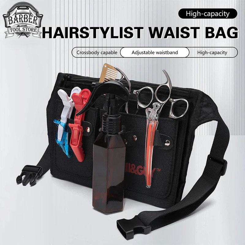 Barber Scissor Bag Hairdressing Stuff Case Clips Comb Holster Bags Barber Waist Pack Belt Leather Bag Salon Tools Accessories 250304