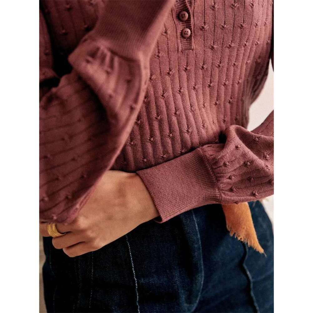Women Sweater Three-Dimensional Crochet Jacquard Round Neck Front Buttons 2025 Autumn Winter Vintage Female Jumper