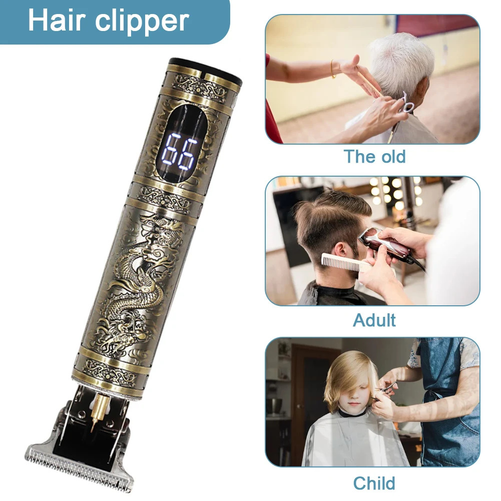 Electric Hair Trimmer T-Blade LED Display Hair Cutting Machine Battery Operated Haircutting Clipper for Hair Cutting 250303