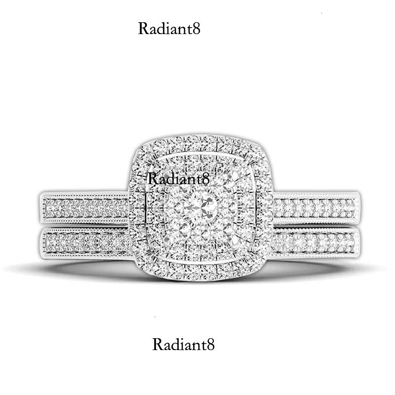 Szjinao 2pcs Moissanite Ring Set For Woman Original Sier Wedding Jewelry Engagement Ladies Anniversary Gift Trend