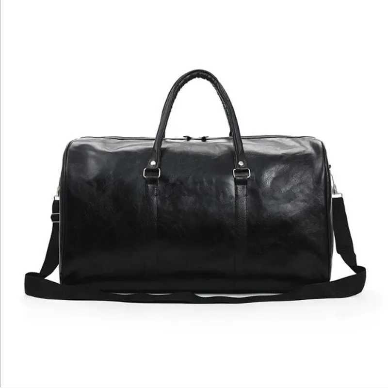 Leather Travel Bag Large Duffle Independent Big Fitness Bags Handbag Bag Luggage Shoulder Bag Black Men Fashion Zipper Pu Bag Y250304
