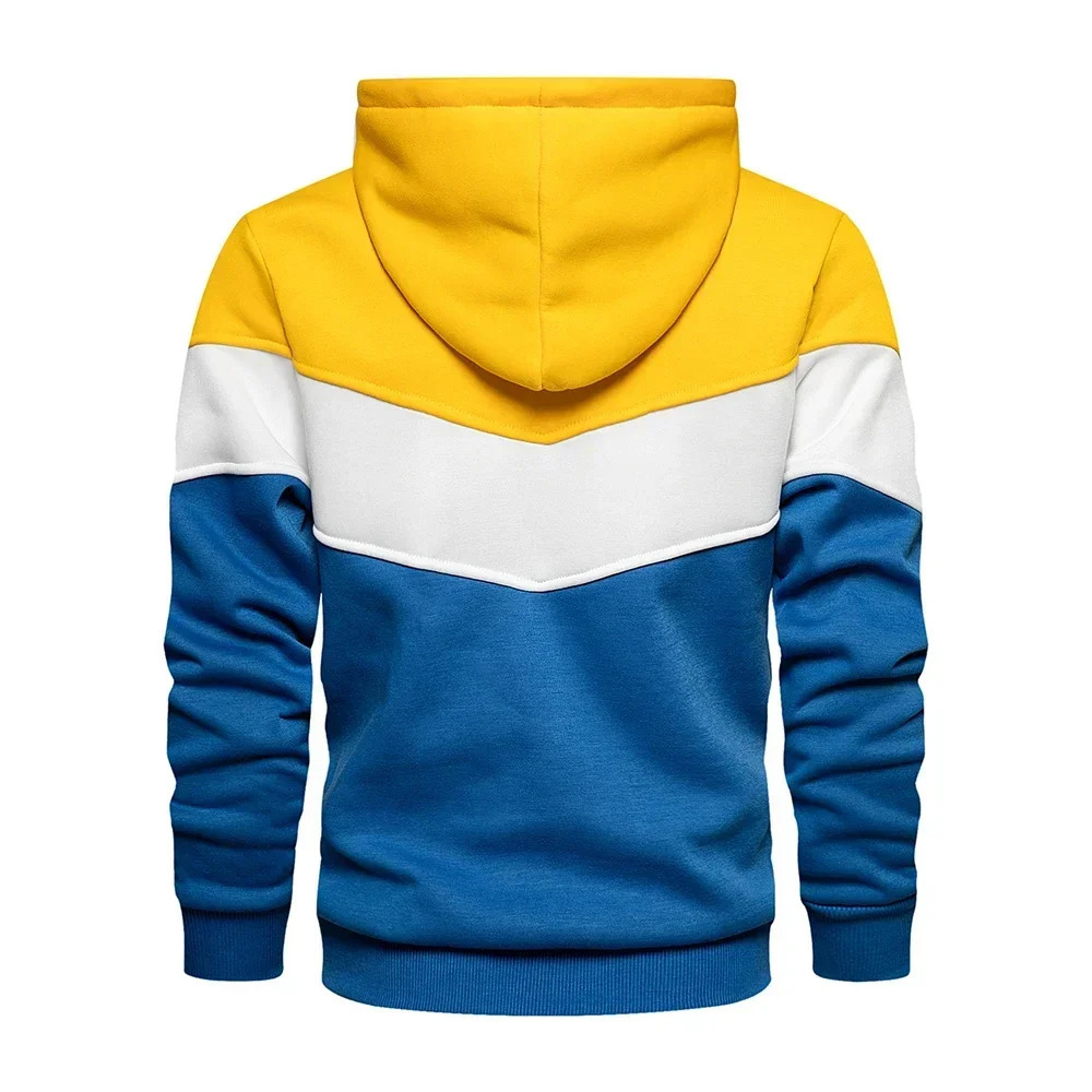 Mens Patchwork Hooded Sweatshirt Hoodies Clothing Casual Loose Fleece Warm Streetwear Male Fashion Autumn Winter Sports Outwear 250304