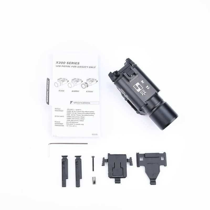 Tactical air gun Surir X300 metal pistol light suitable for 20mm Picatinny track weapon hunting reconnaissance light flashlight D flashlightXJ250303