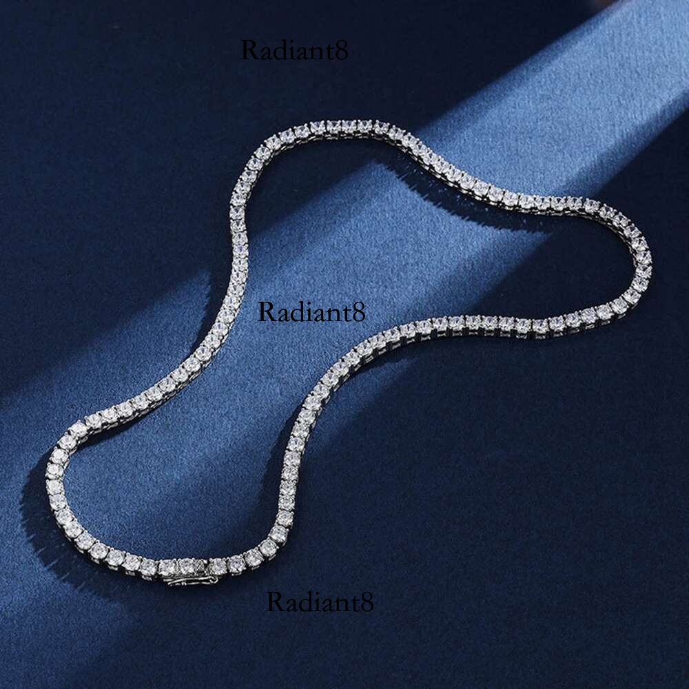 Hip Hop 3m/4m/5m Created Moissanite Gemstone Unisex Basic Tennis Chain Necklace Fine Jewelry Wholesale