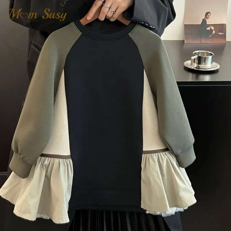Fashion Girl Boy Cotton Hoodie Dress Infant Toddler Teens Child Patchwork Sweatshirt Long Sleeve Outfit Baby Clothes 1-12Y