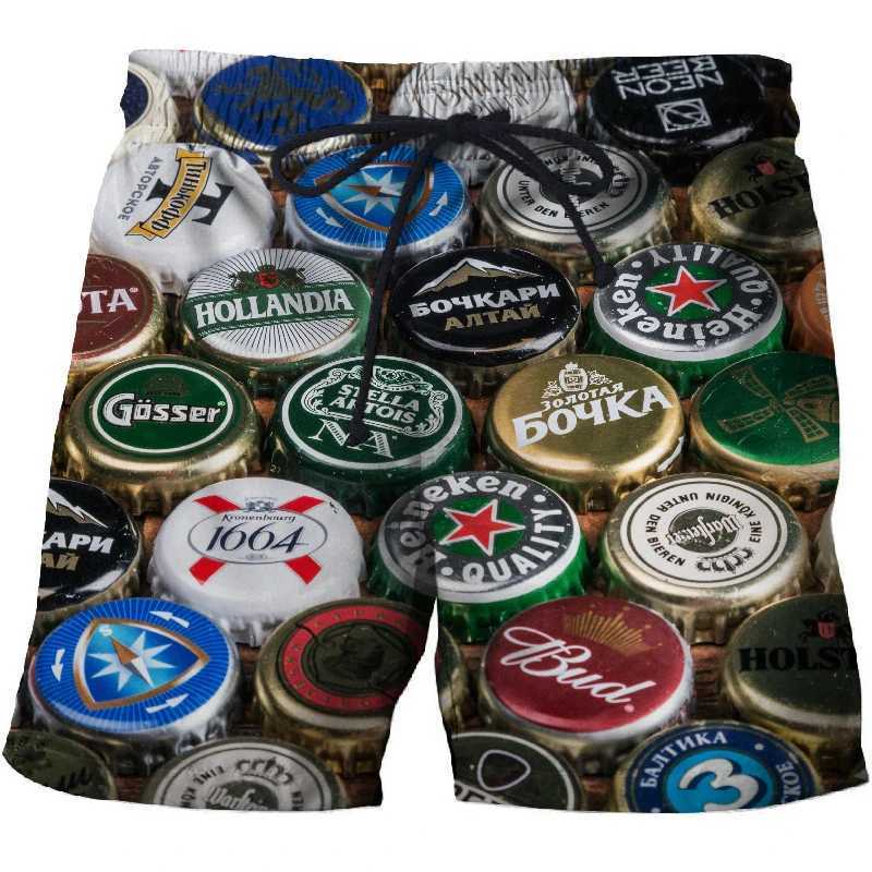 Men Beach Shorts 3D Beer Theme Printed Men Women Summer Fashion Fresh Casual Vacation Beachwear Fitness Sports Quick Dry ShortsT250304