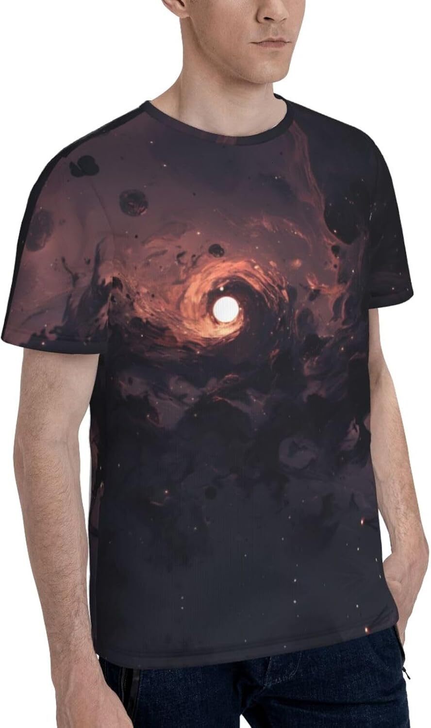 Mens T shirt Cosmic Black Hole 3D Printed T-Shirt for Men and Women - Dark Space Graphic Casual Trendy Crew Neck Tops Tee tee Casual tops summer cloth