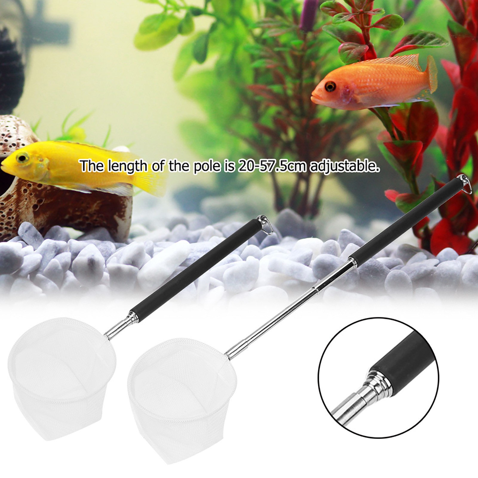 Adjustable Mini Fishing Net Pole for Aquarium Tank Shrimp 20‑57.5cm Expandable