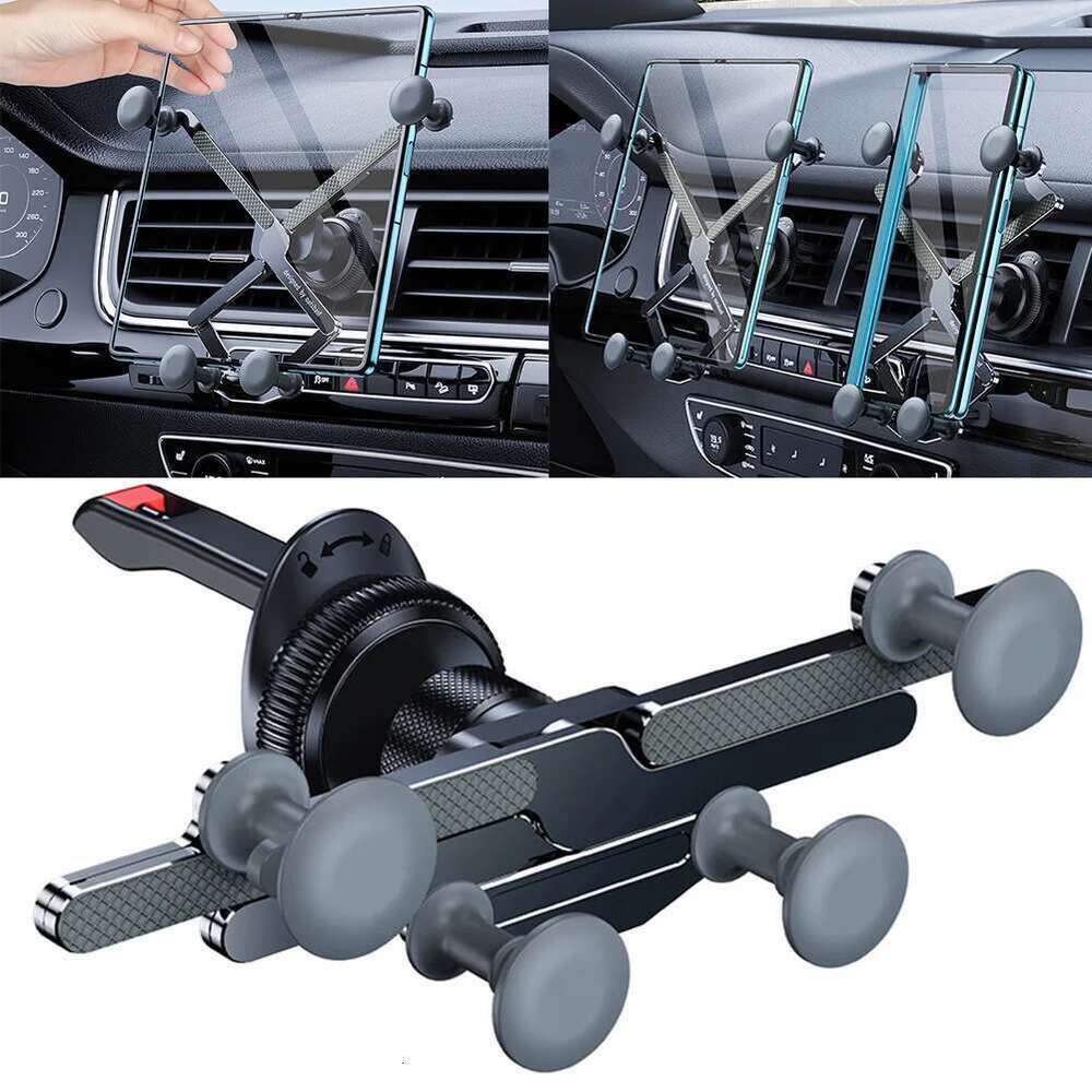 Gravity Holder Retractable Metal Phone Stand for Samsung Galaxy Z Fold 5/iPhone15 /iPad Tablet GPS Mount in Car