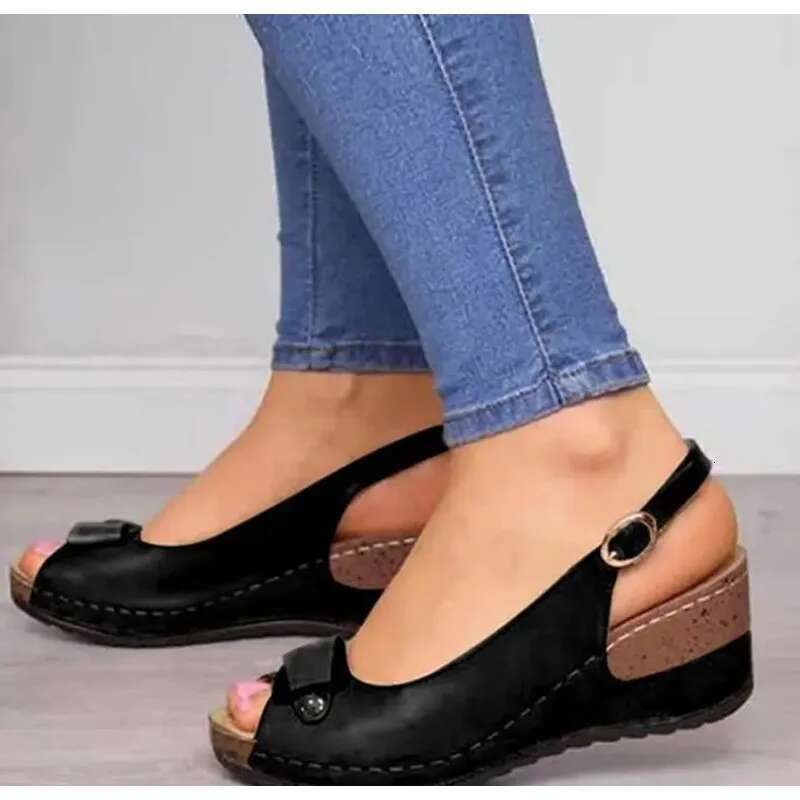 Woman Retro 2025 Wedges Summer Wedge Sandals Female Casual Sewing Women Shoes Comfortable Ladies Sandalias Easy Matching