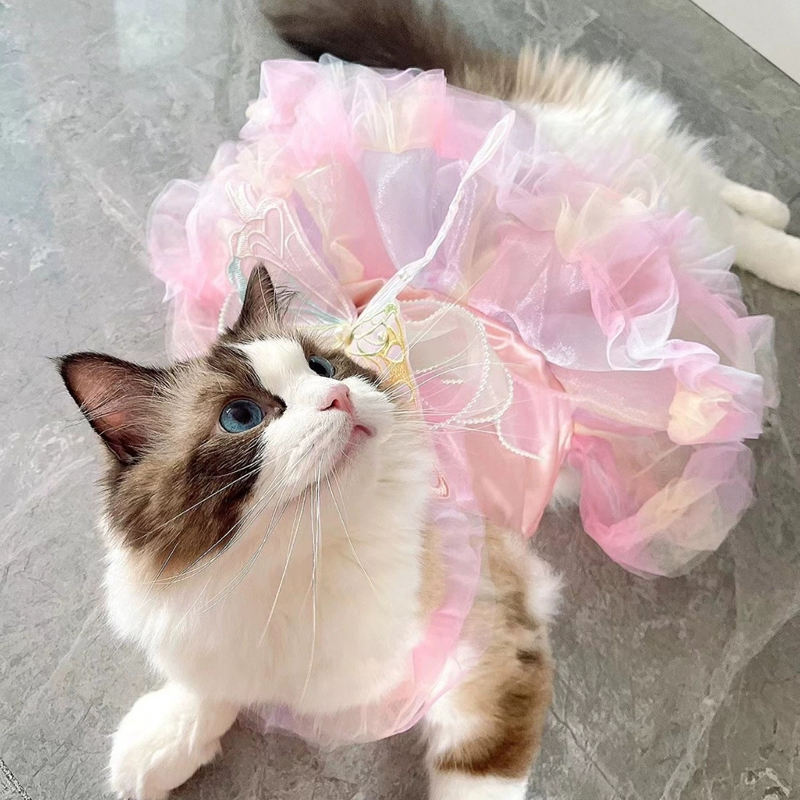Pet Princess Dress Wedding Sress Dog Cat Clothing Aupplies Corgi Teddy Method Fight butterfly Fairy Clothes