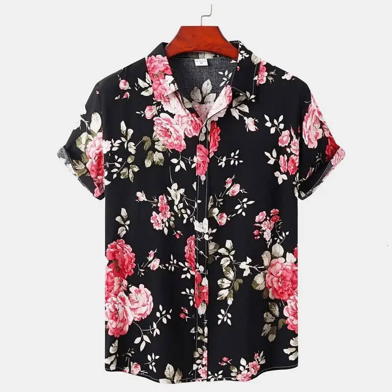High fashion retro sports mens party sunflower pattern shirt lapel button shirt casual yellow sunflower mens shirt 250227