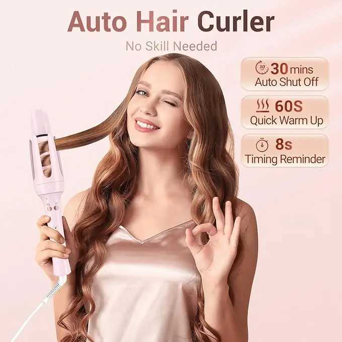 Curling Irons BESTOPE PRO Automatic Curling Iron Hair Curler Replaceable Curling Wand with 2 Sizes Barrel (1 1.25) 3 Temps Hair Waver z250304