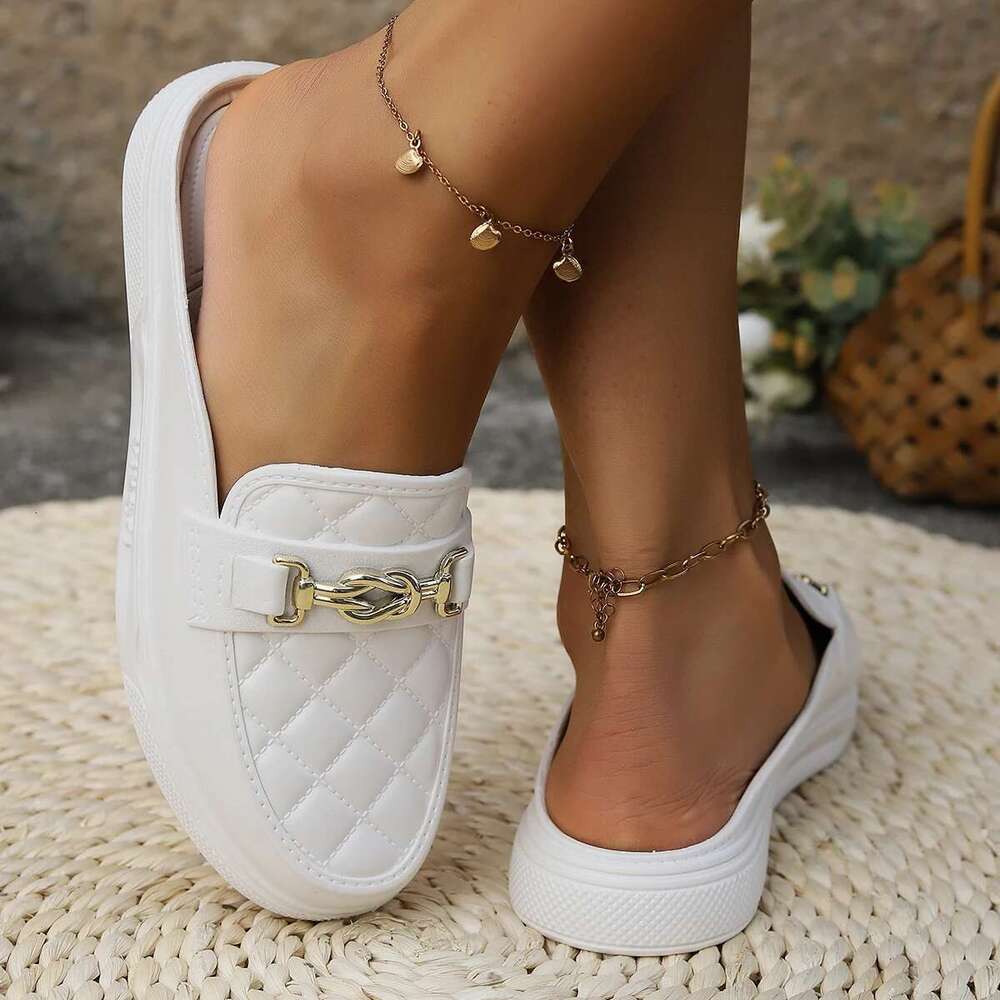 And Women Spring Summer New PVC Fashion Home Casual Wear Thick Soled Women's Shoes Daily Round Head Half Sandals 's