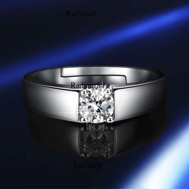 PureMax D Color Copper Plating Gold Simple Moissanite For Engagement Wedding Men Ring with GRA