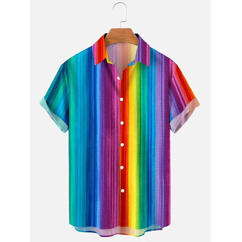 Harajuku Summer 3D Printing Hentai Styles Shirts Color Patterns Graphic Short Men Fashion Cool Clothes Blouses 250303