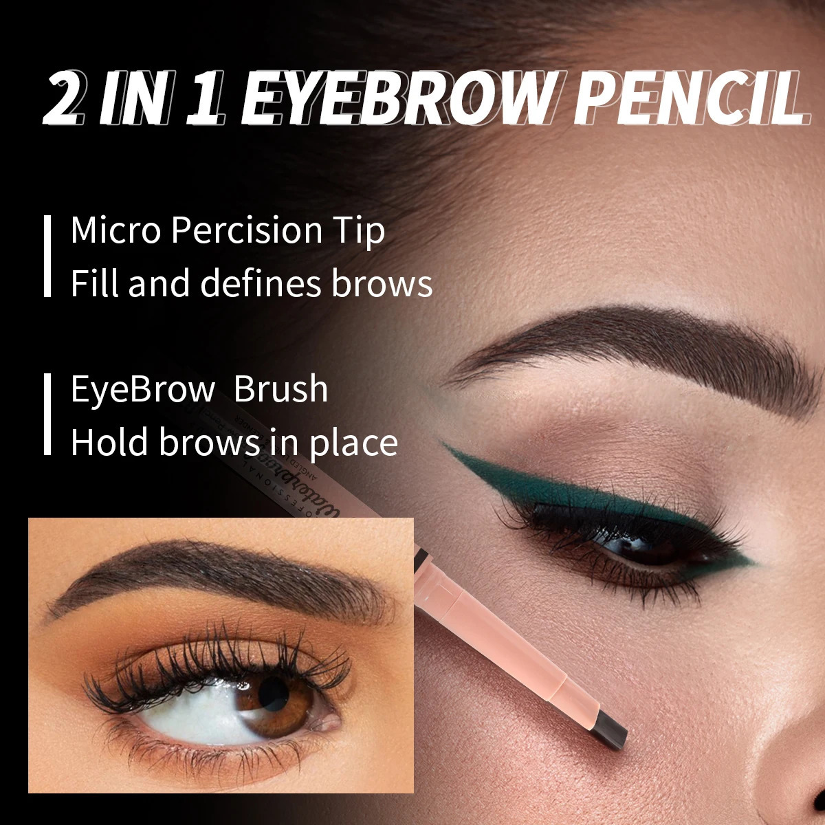 USHAS 4 Color Brow Pencil Long-lasting Waterproof Rotating Double-headed Eyebrow Pencil with Brow Brush 2 In 1 Eyebrow Cosmetics 250222