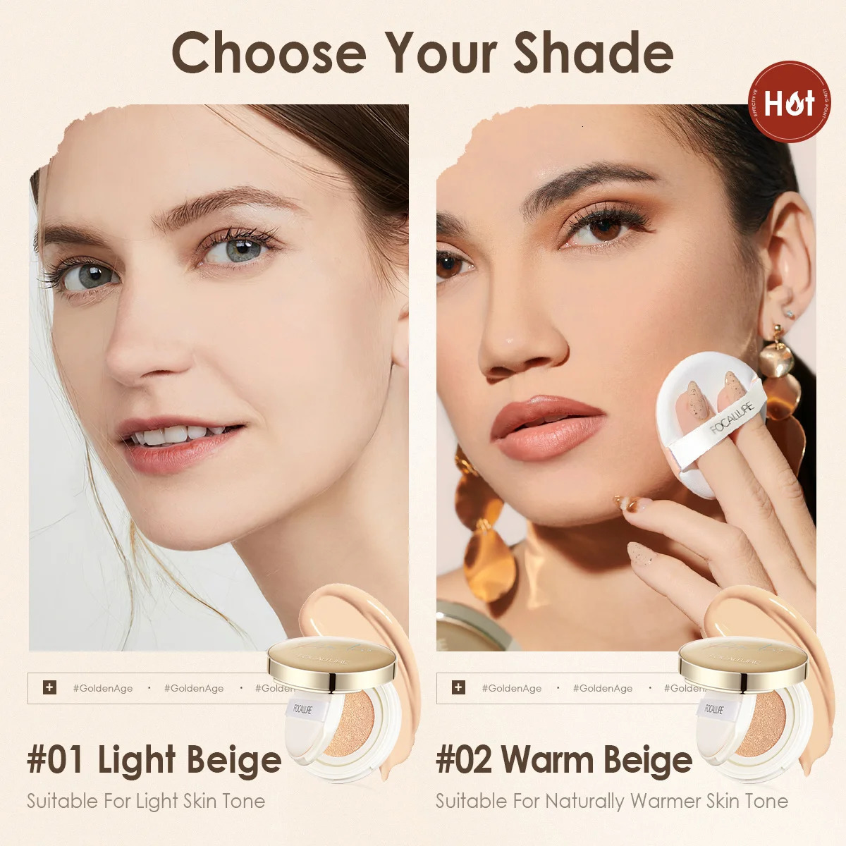 Wholesale FOCALLURE Foundation Air Cushion Waterproof Matte Base Poreless Full Coverage Face Cream Smooth Foundation Cosmetics 250224