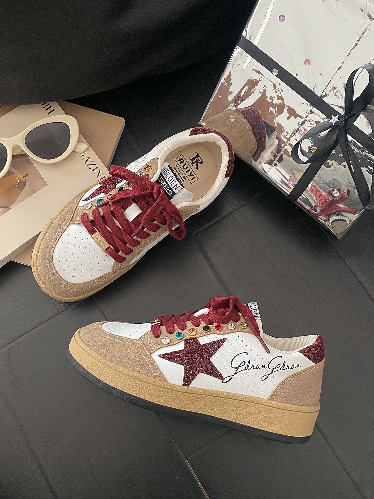 Niche design versatile star shoes for women autumn and winter style breathable student casual sports shoes, contrasting color sneakers