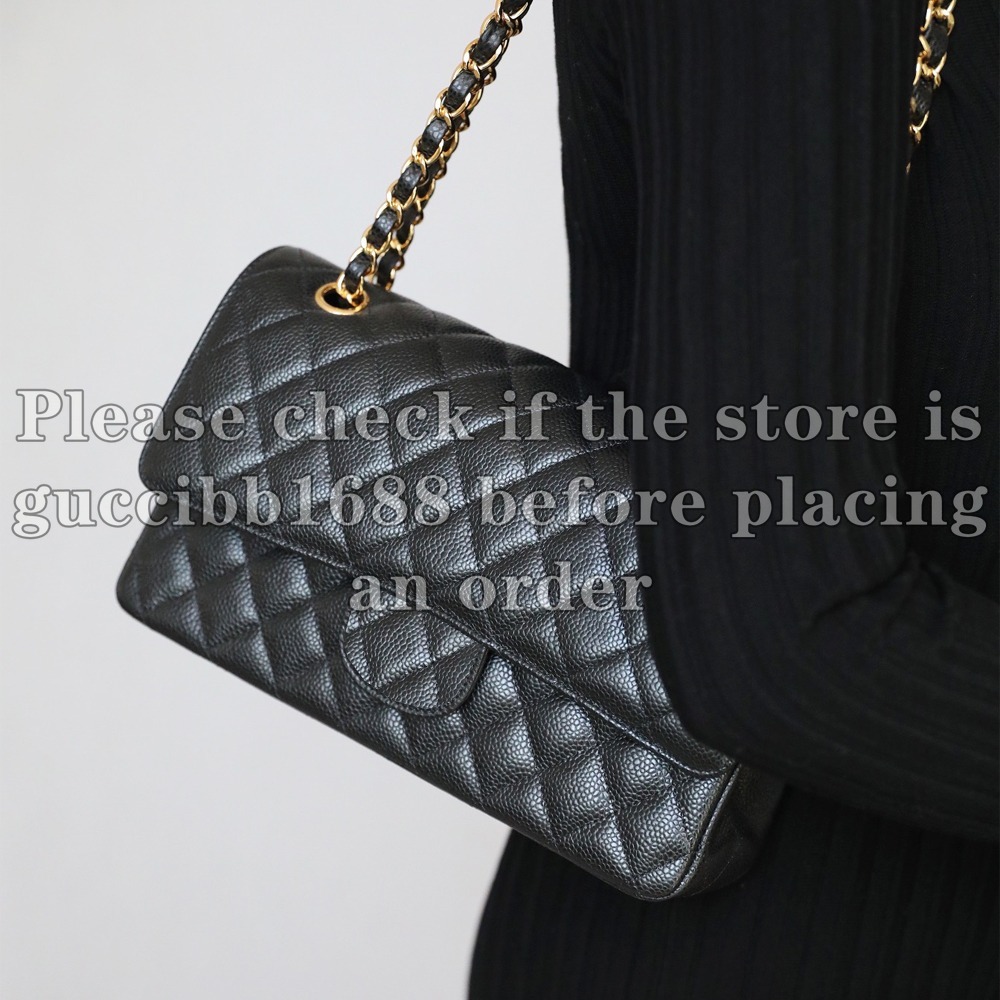 12A Definite Mirror Quality Designer Double Flap Bag for Woman 25cm Medium Quilted Bags Classic Flap Handbags Caviar Lambskin Crossbody Purse Shoulder Bag with Box