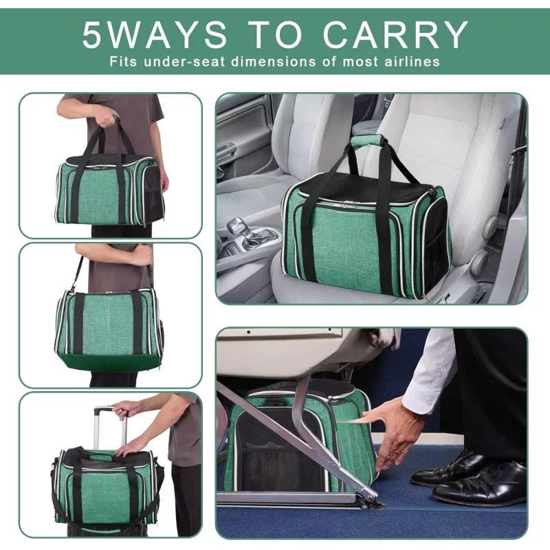 Cat Carrier Bag,Airline Approved Pet Carrier Soft Side Pet Travel 5 Sides Open Doors 3 Sides Expandable Foldable