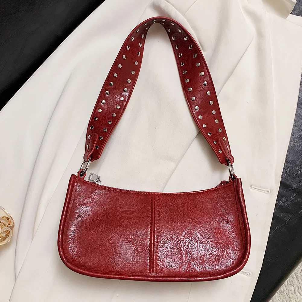 Y2K Red Shoulder Bag Women Vintage Underarm Crossbody Bag Ladies PU Leather Tote Bags Xmas Gift Handbag Purse for Women Z250303