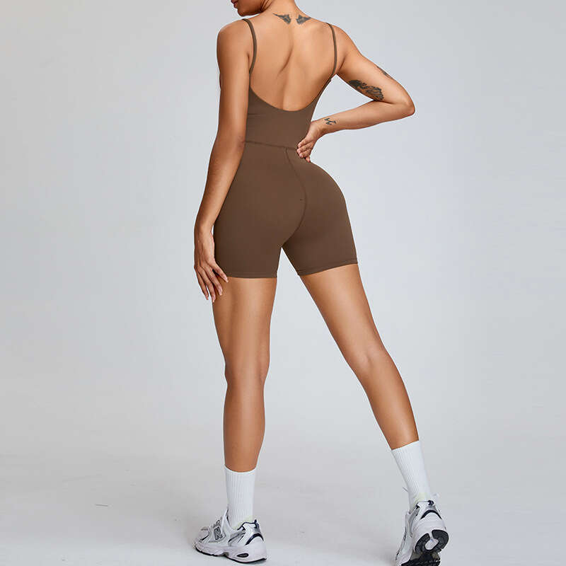 European and American nude women's high-intensity outdoor fiess yoga jumpsuit 2025 new casual versatile fashion clothing