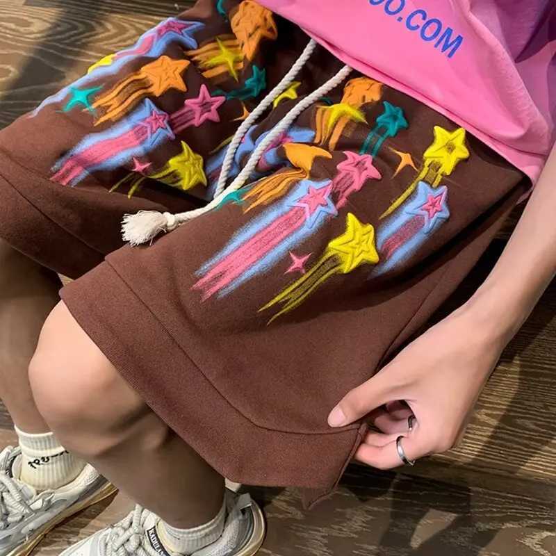 Summer Running Shorts for Men Casual Jogging Sport Short Pants Pattern Print Color Drawstring Loose Dry Gym Sports ShortsT250304