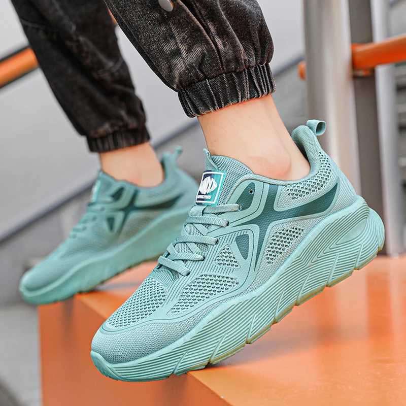 Fashion Platform Mens Running Shoes Trendy Casual Knit Breathable Orange Sneakers Men Outdoor Sports Non-slip Jogging Shoes Man Z250304