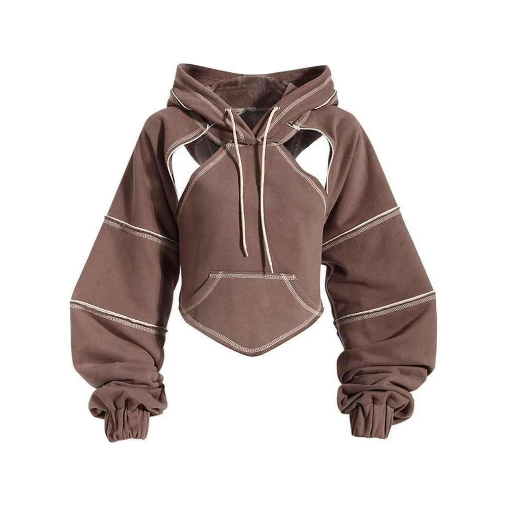 Fashion Women's Hoodies Contrast Color Open E Hooded Cut Out Backless Bandage Sweatshirt Autumn 2025 New 1Df1820