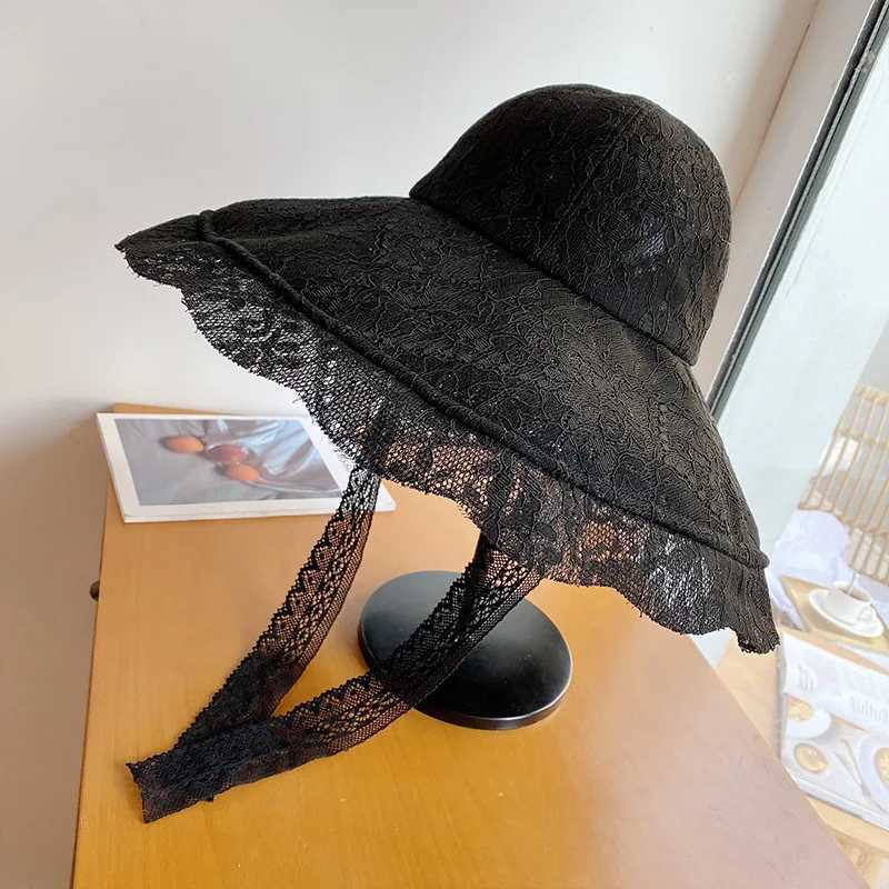 Summer Lace Sun Hat Womens Wide Brim Sun Hat Womens Lace Hat Summer White Lace Party Wedding Set Beach HatXJ250304