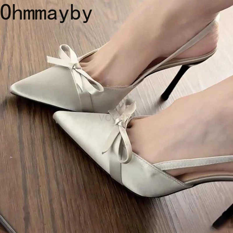 2025 Summer -knot Wen Sandals Fi Pointed Toe Singbacks Shoes Ladies Sexy High Heel Shoes Z250304