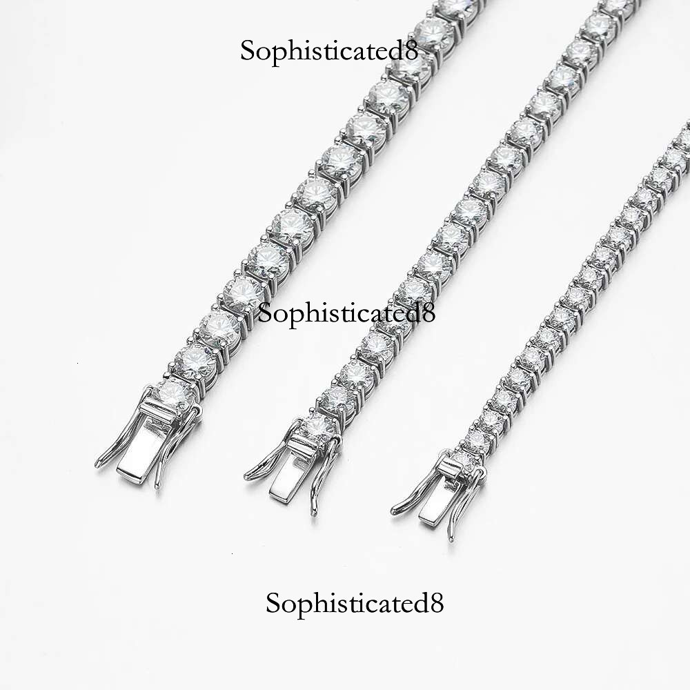 OEVAS 100% Sterg Sier Real 3-5mm Moissanite Bracelet For Women Sparkg Wedding Party Fine Jewelry Valentine's Gifts