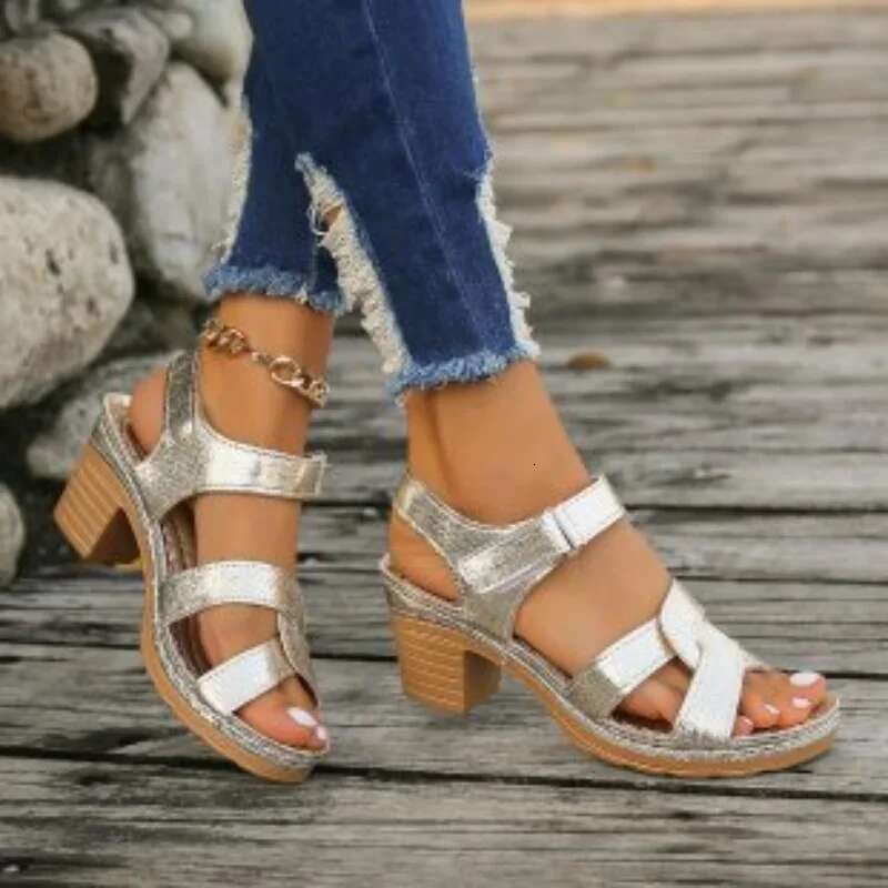 Platform High Women Heels 2025 Summer Dress Chunky Open Toe Shoes New Design Brand Sgback Sandals Female atos Muje
