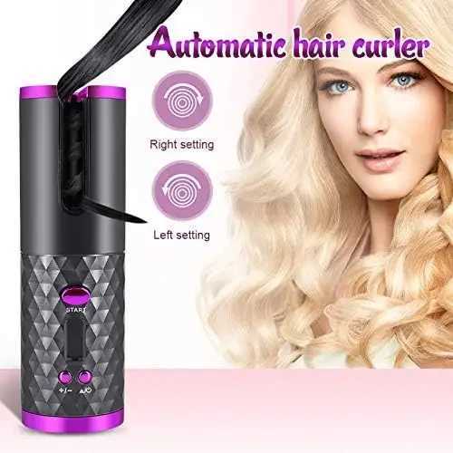 Curling Irons Cordless Automatic Curler Portable Electric Wand Curler IronFast Heating Automatic Rotating Ceramic Barrel Curler z250304
